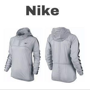 NIKE transparent woven packable hooded running jacket women's size Small